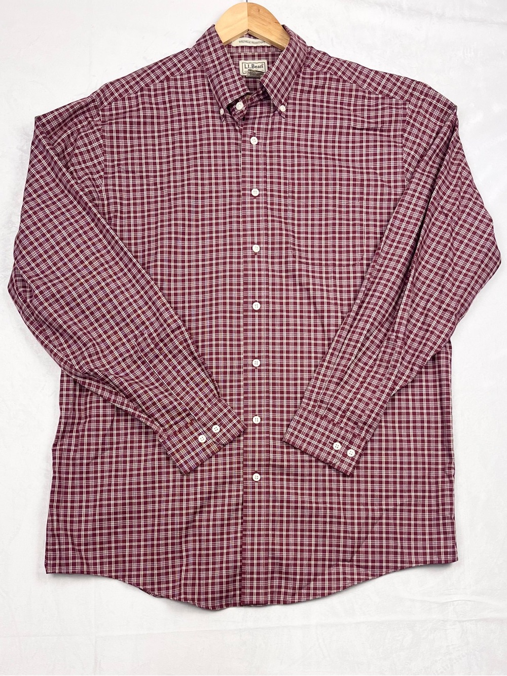 L.L.Bean 100% Cotton Wrinkle Resistant Plaid Button Down Shirt Tall Size Large